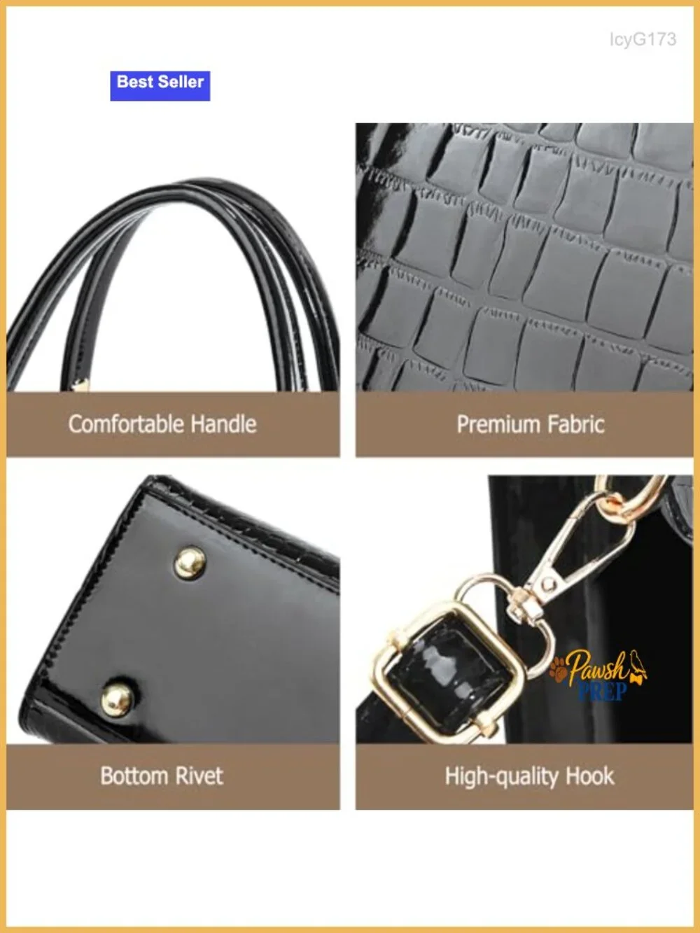 Crocodile Embossed PU Leather Satchel Handbag 3-Way Carry Crossbody